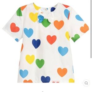 [EUC] Mini Rodini Rainbow Heart Organic Blouse w/ Bow